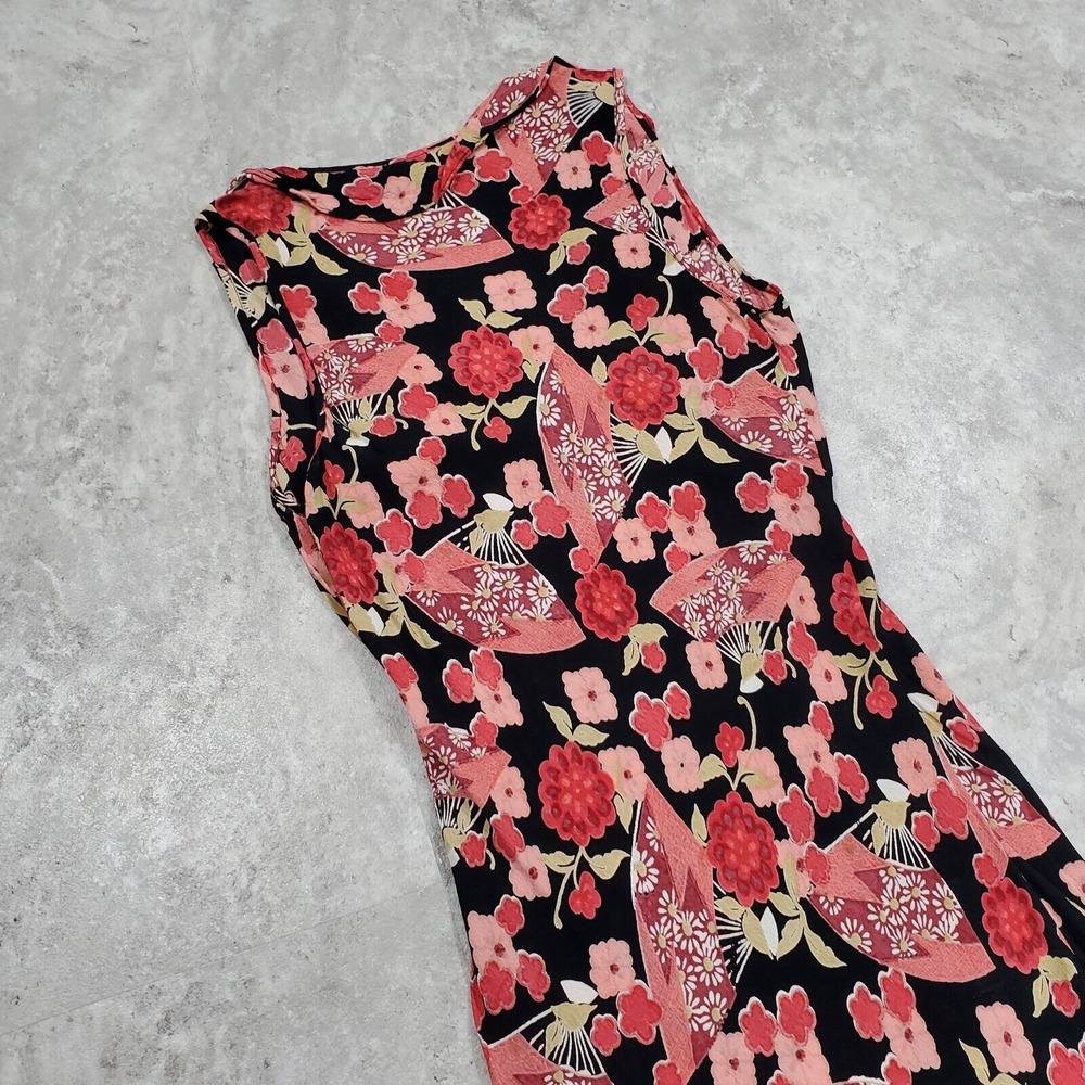 Women's y2k Fairy Floral Pink & Black Midi Dress Angie Ruffle Size M - Picture 5 of 12